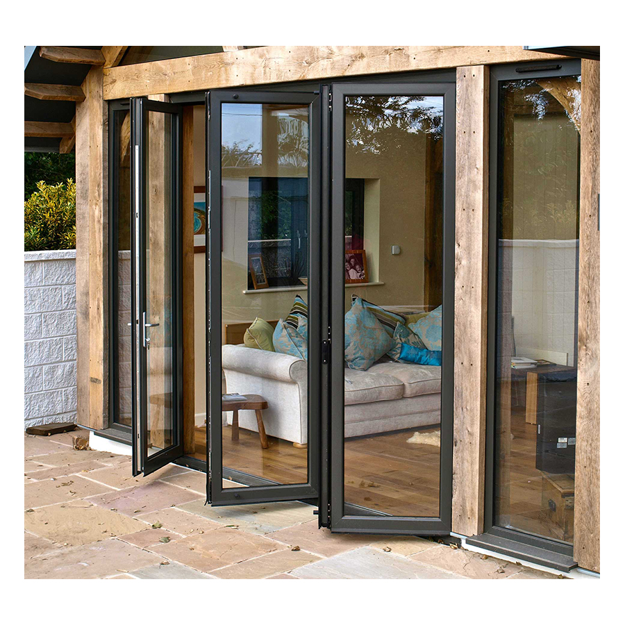 Top Selling Reaching Build Aluminium Double Insulated Tempered Glass Humanity Design Bifolding Door Glass Door