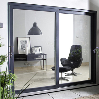 Sound Insulation Aluminum Patio Sliding Door Triple Tempered Glass Exterior Door Sliding Door with Reflective Grey Glass