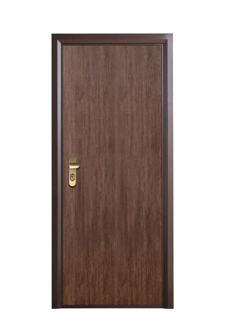 Interior Wooden Door Vinyl Finish Wood Grain Surface With Frame