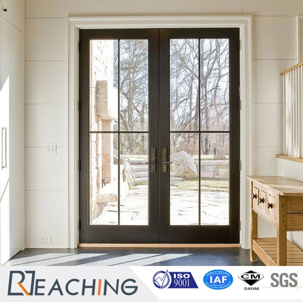 Elegant Grid Aluminum Door Hinged High Clear Double Glass for Builder