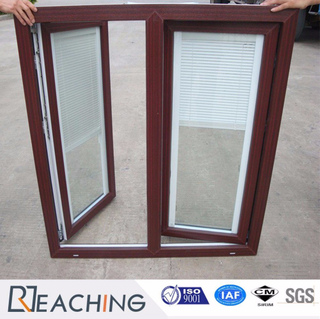 Tilt&amp;Turn Open PVC Plastic Window with Steel Inside Wooden Color Shutter Into Glass New Design