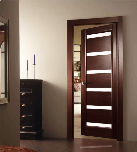 Frost Glass Solid Wood Door For Bed Room Magnet Lock From China