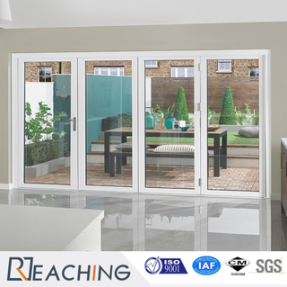 White Color 4 Leaf Folding Vinyl Glass Door Anti Heat and Noise Proof