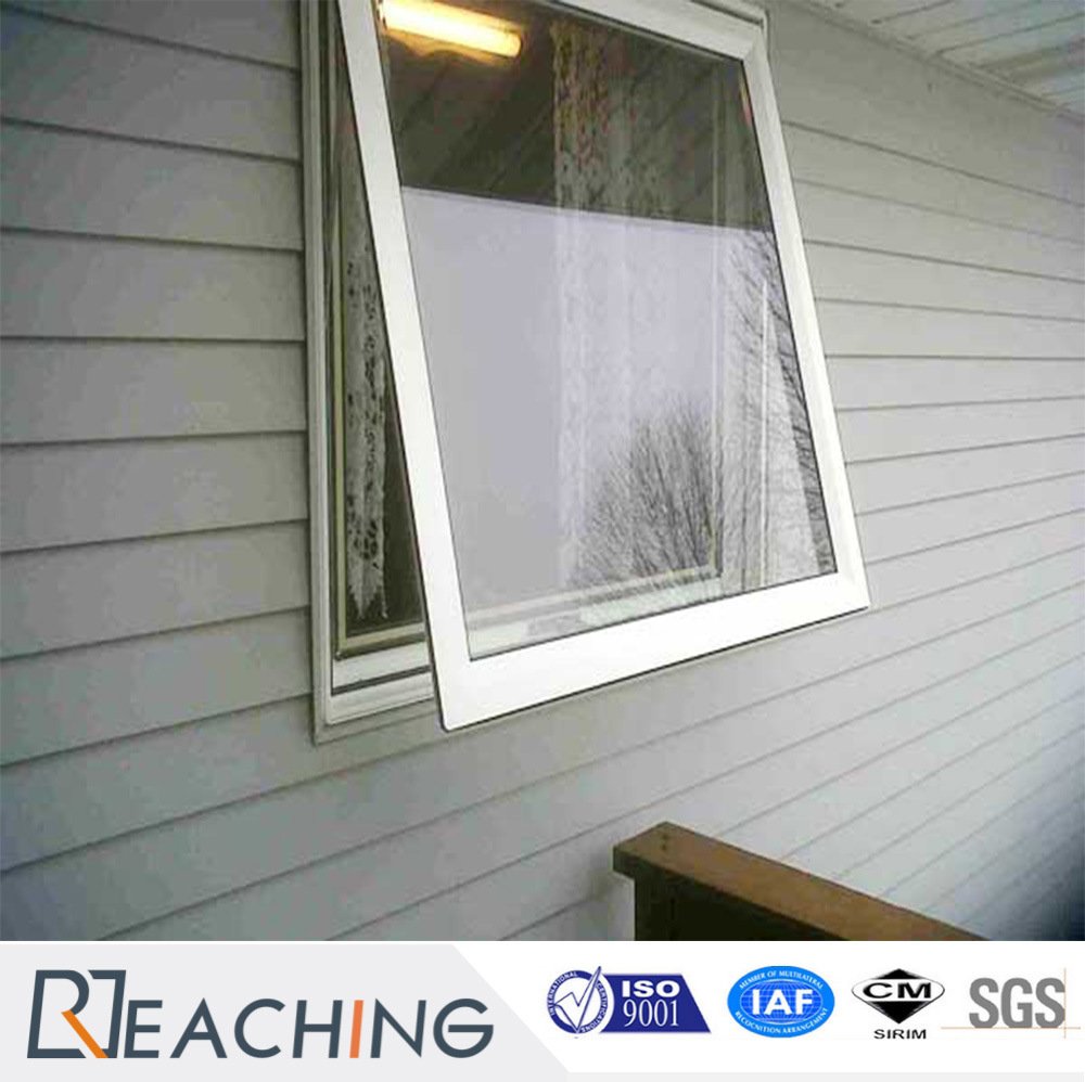 White Colour UPVC / PVC Profile Tempered Glass Awning Window