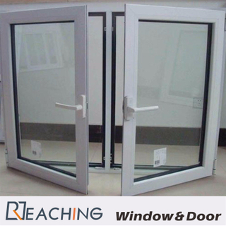 Stable Casement Aluminium Glass Windows with Moon Shape Lock Grid Mesh for Option