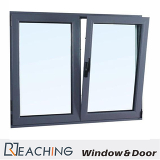 Elegant Grey Color Tilt and Turn Window Metal Casement Windows for Europe Style Two Open Way