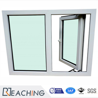 Double Door Casement PVC Plastic Window with Vertical Supporter Tempered Glass Mesh for Selected